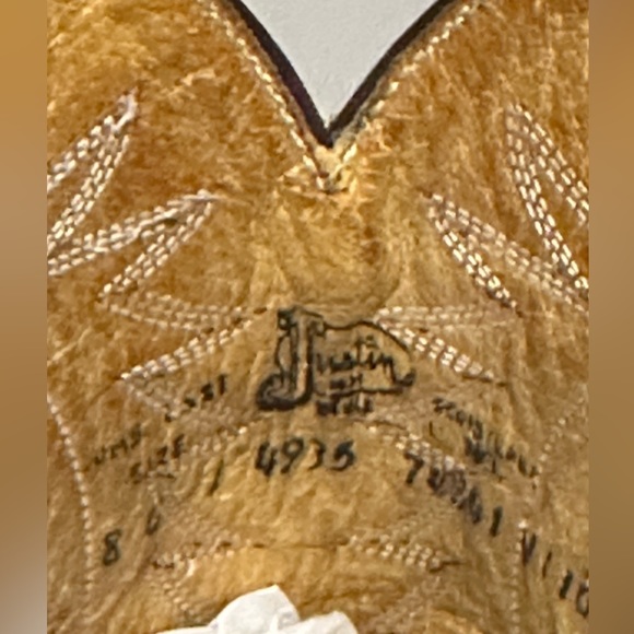 Justin’s Cowboy Boots 8C Style 4935 Pointed Toes 13.5” Brown Pointed Toe - Picture 8 of 12